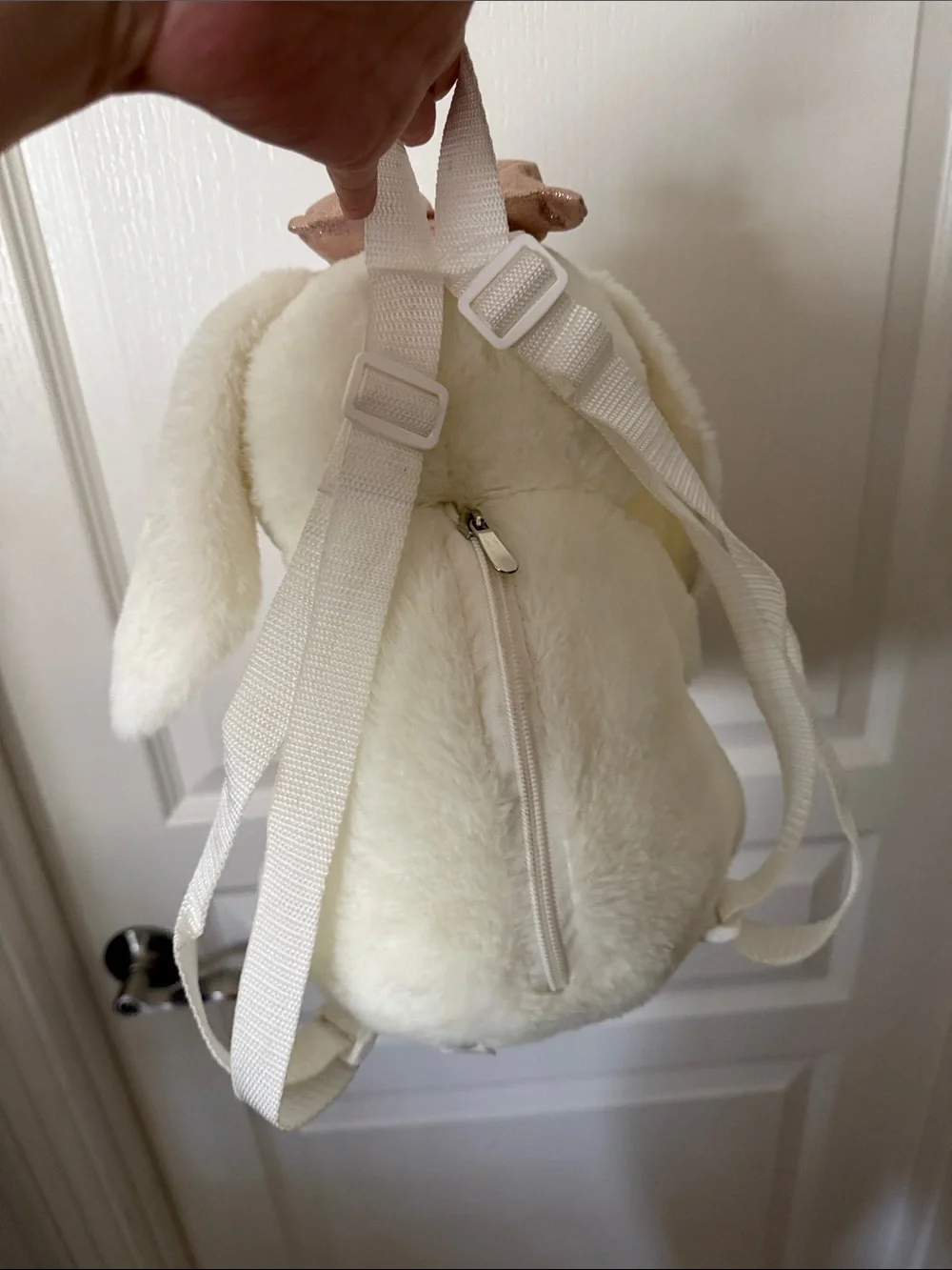 Backpack Plush White Bunny